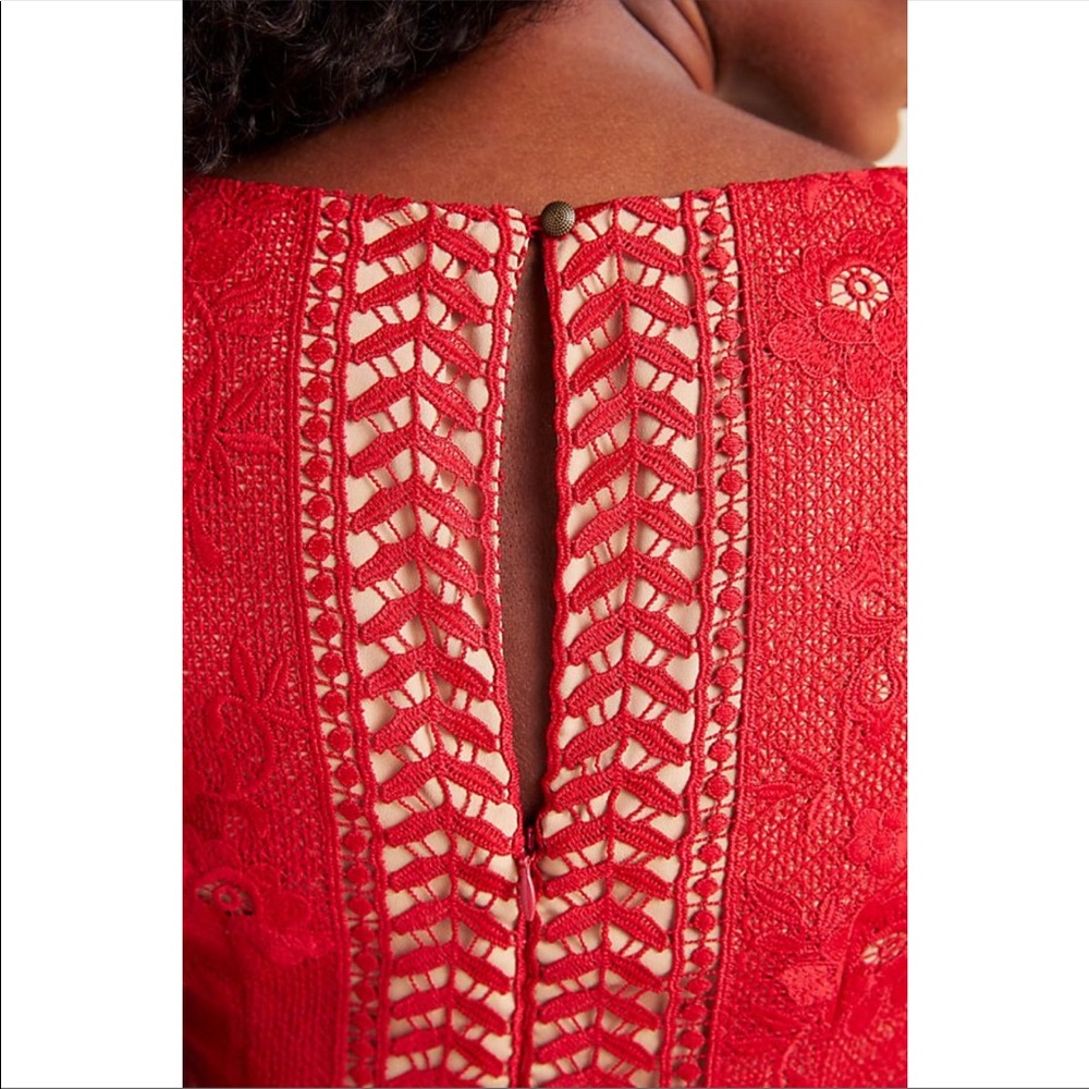 NEW RARE Anthropologie Red mini lace dress - Picture 3 of 7